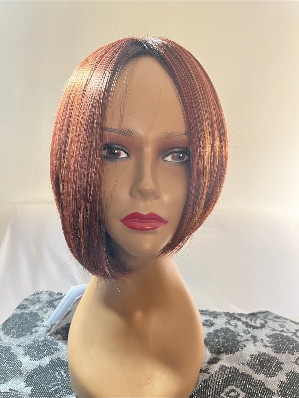 Women's Short Straight Bob Wig in Copper Red